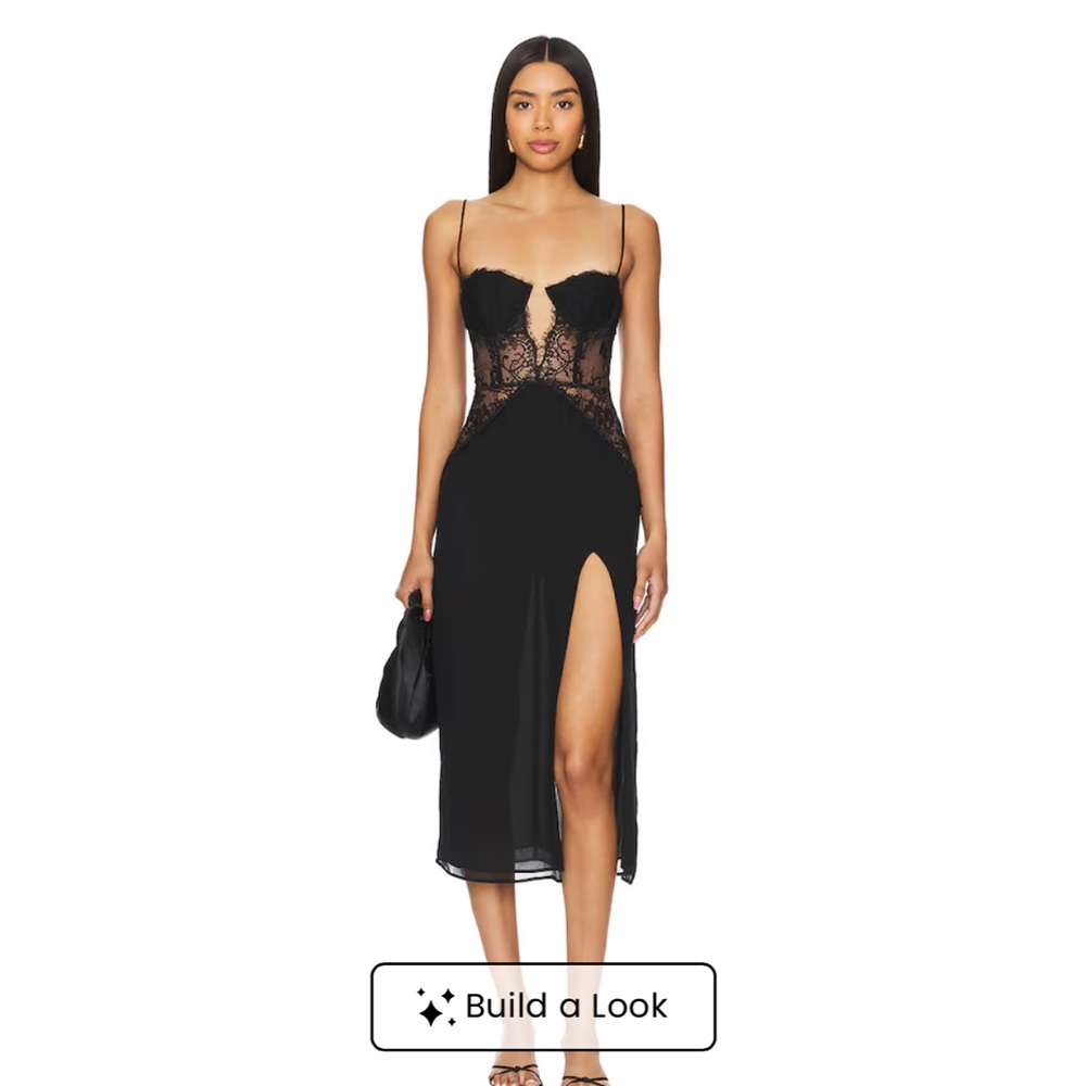 NBD Rosabelle Midi Black Lace Dress